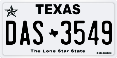 TX license plate DAS3549