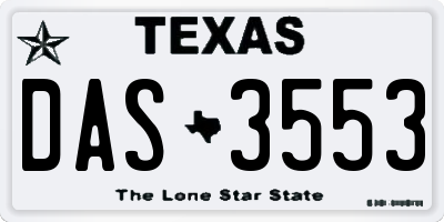 TX license plate DAS3553