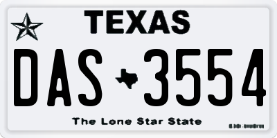 TX license plate DAS3554