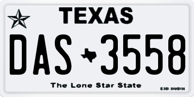 TX license plate DAS3558