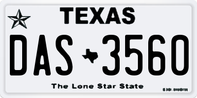 TX license plate DAS3560