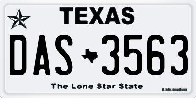 TX license plate DAS3563
