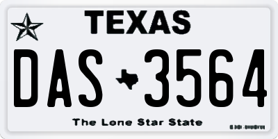TX license plate DAS3564