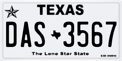 TX license plate DAS3567