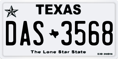 TX license plate DAS3568