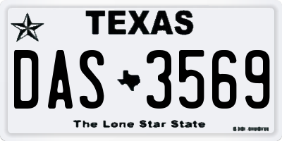TX license plate DAS3569