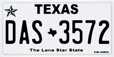 TX license plate DAS3572