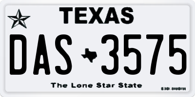 TX license plate DAS3575