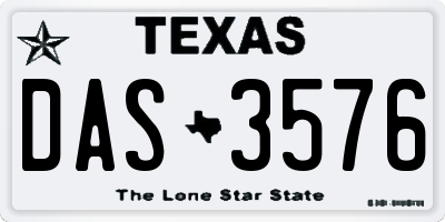 TX license plate DAS3576