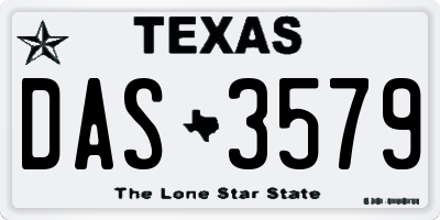 TX license plate DAS3579