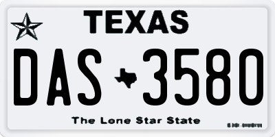 TX license plate DAS3580