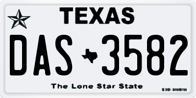 TX license plate DAS3582