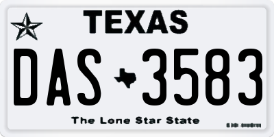 TX license plate DAS3583