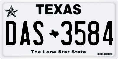 TX license plate DAS3584