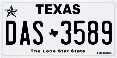 TX license plate DAS3589
