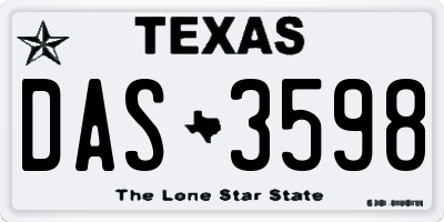 TX license plate DAS3598