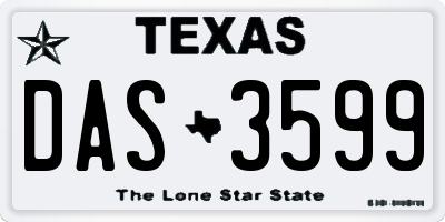 TX license plate DAS3599