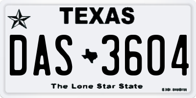 TX license plate DAS3604