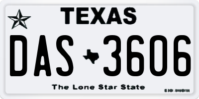 TX license plate DAS3606