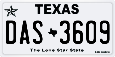 TX license plate DAS3609