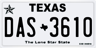 TX license plate DAS3610