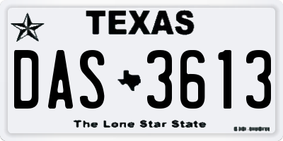 TX license plate DAS3613