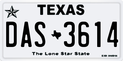 TX license plate DAS3614