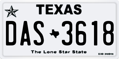 TX license plate DAS3618