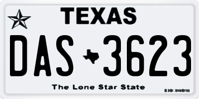 TX license plate DAS3623