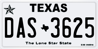 TX license plate DAS3625