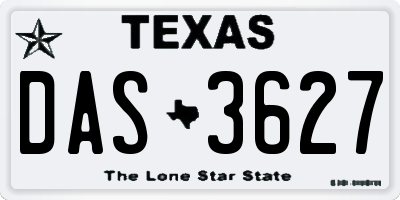 TX license plate DAS3627
