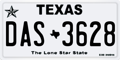 TX license plate DAS3628
