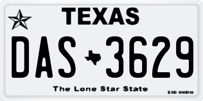 TX license plate DAS3629