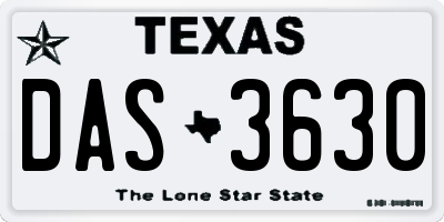 TX license plate DAS3630