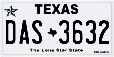 TX license plate DAS3632
