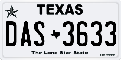 TX license plate DAS3633