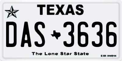 TX license plate DAS3636