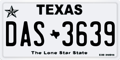 TX license plate DAS3639