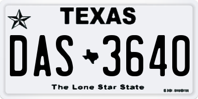 TX license plate DAS3640