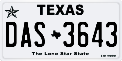 TX license plate DAS3643