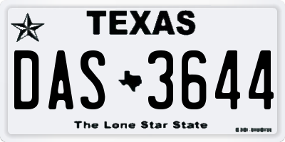TX license plate DAS3644
