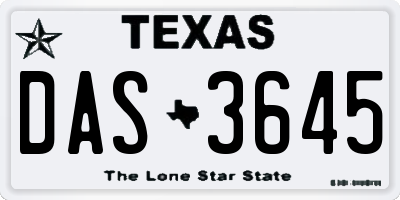 TX license plate DAS3645