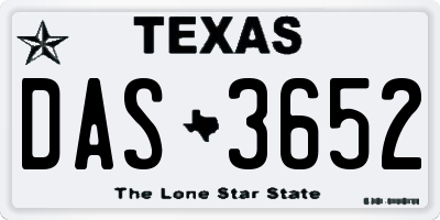 TX license plate DAS3652