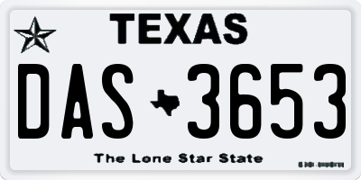 TX license plate DAS3653