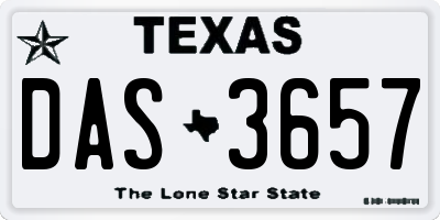 TX license plate DAS3657