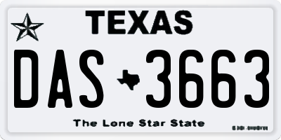 TX license plate DAS3663