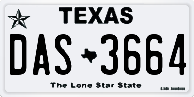 TX license plate DAS3664
