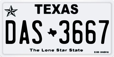 TX license plate DAS3667