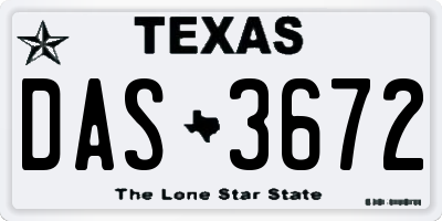 TX license plate DAS3672