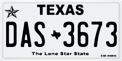 TX license plate DAS3673